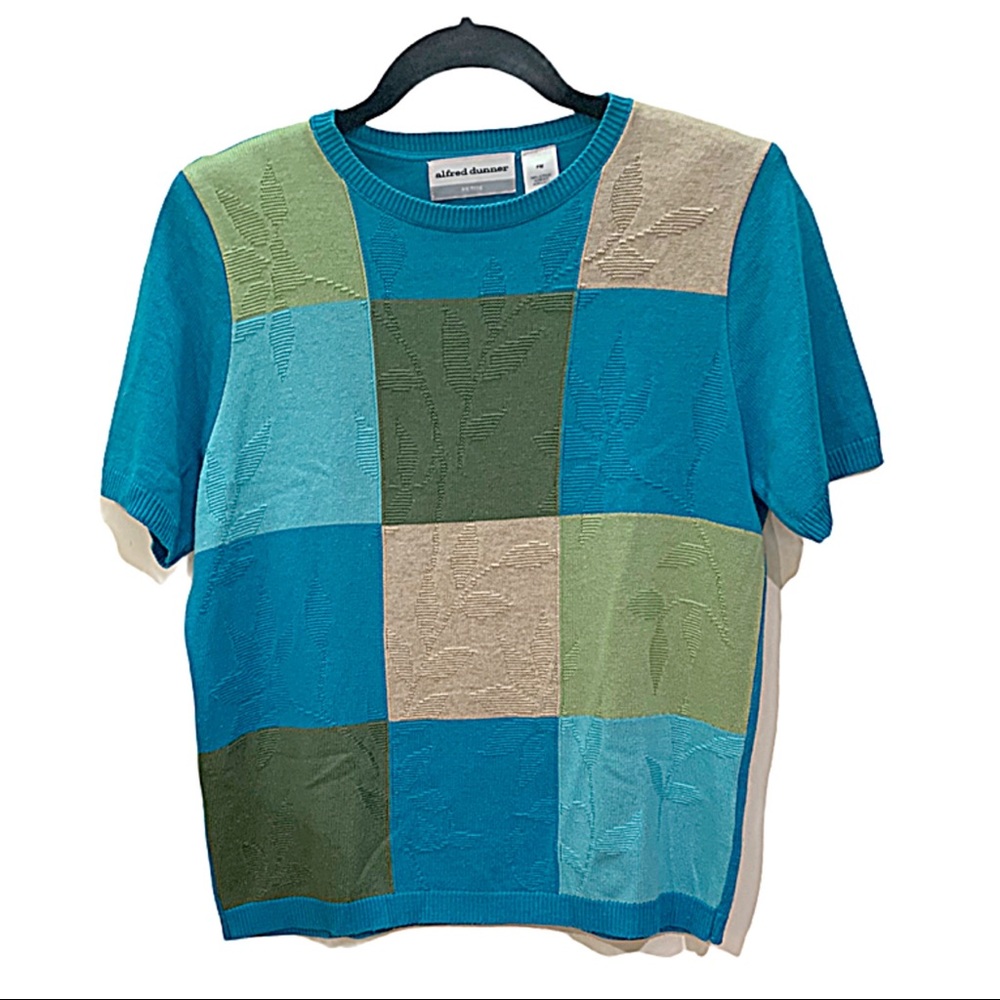 Alfred Dunner Sweater 90’s Style Patchwork Colorblock Women Sweater Size MP